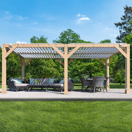 10 x 20 Meridian Wooden Louvered Pergola (Assembly Included)