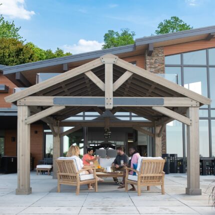 16 x 14 Timber Pavilion Bundle with 4pc Teak Sofa Set