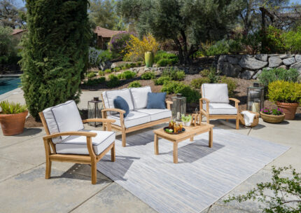 Indonesian Teak 4pc Loveseat Set with Sunbrella® Cushions