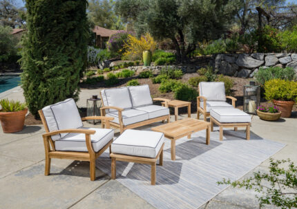 Indonesian Teak 7pc Loveseat Set - Sunbrella® Canvas