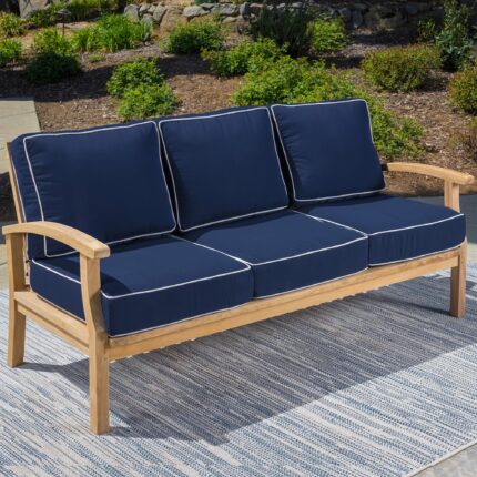 Indonesian Teak Sofa - Sunbrella Canvas Navy